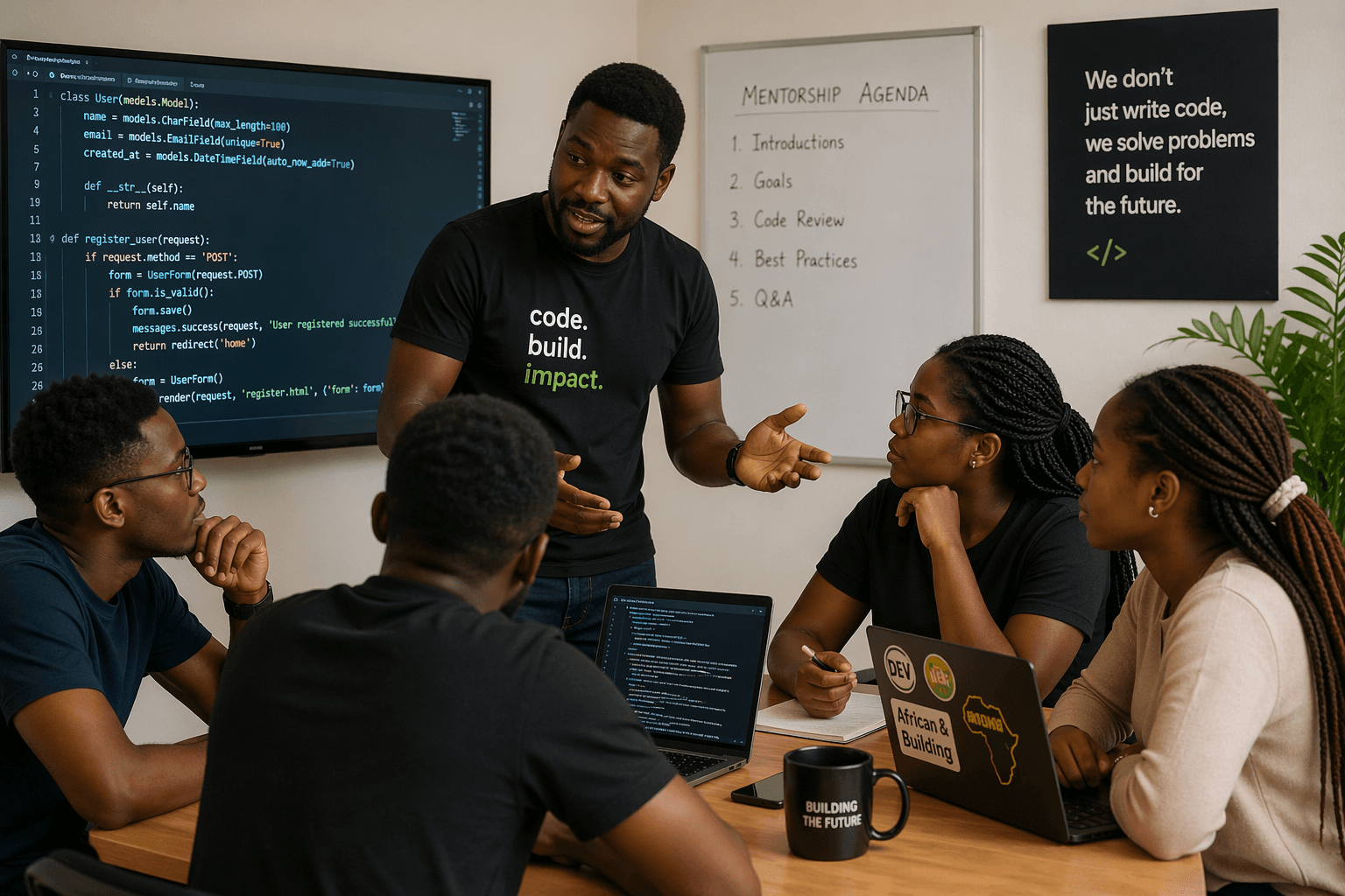 Developers in a mentorship session