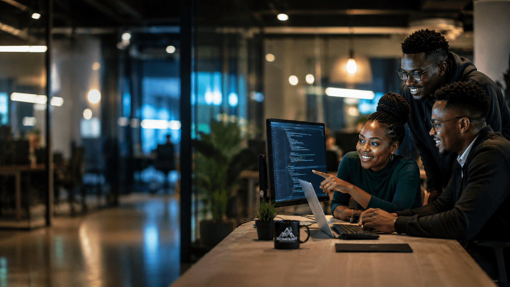 Developers working at an African tech hub
